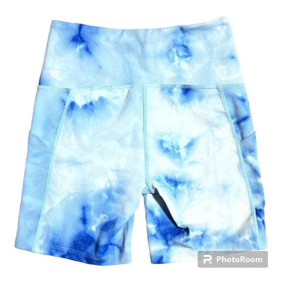 ZELLA Women's Blue Spray Dye Print Live In Pull-On Biker Shorts, Small - Picture 2 of 8